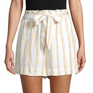 NWT BCBGeneration White/Yellow Striped Paper Bag Shorts Size M